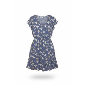 Wallflower Floral Short Flutter Sleeve Tiered Mini Dress Blue White Size XS